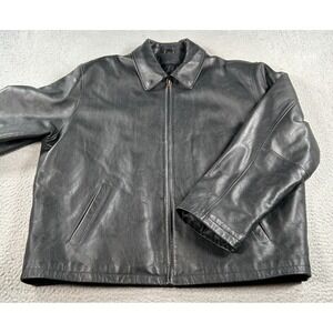 American Hide & Leather Jacket Men's 2XL Black Quilted Lined Full-Zip Bomber